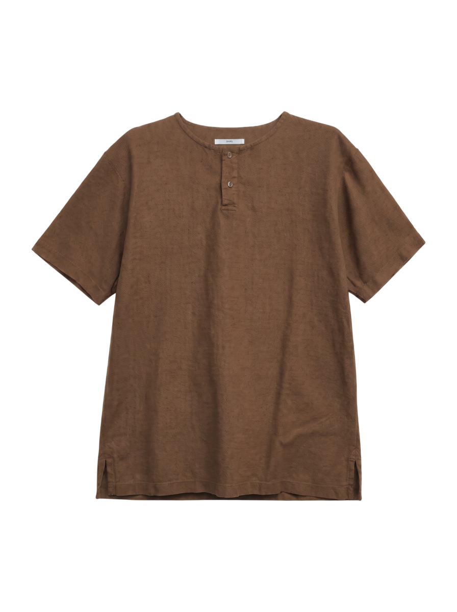 SHIPS: レノクロス オーバーダイ ヘンリーネック Tシャツ