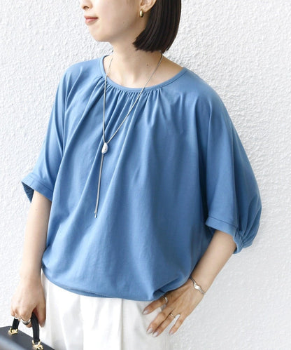 〈洗濯機可能〉ドルマン ギャザー ブラウス TEE