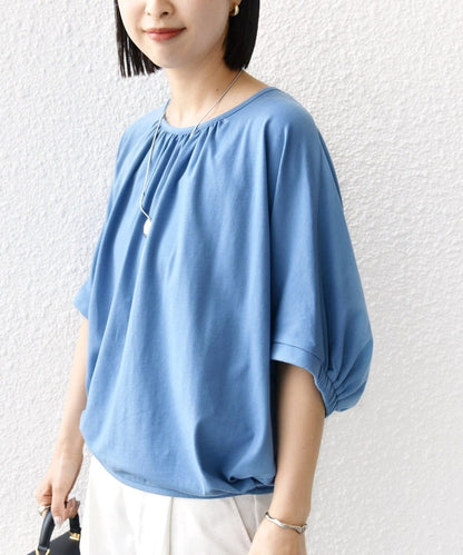 〈洗濯機可能〉ドルマン ギャザー ブラウス TEE