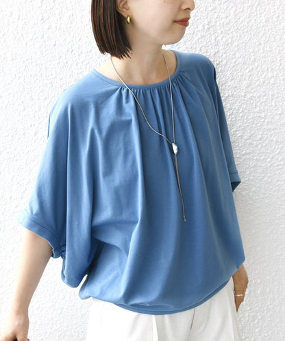 〈洗濯機可能〉ドルマン ギャザー ブラウス TEE