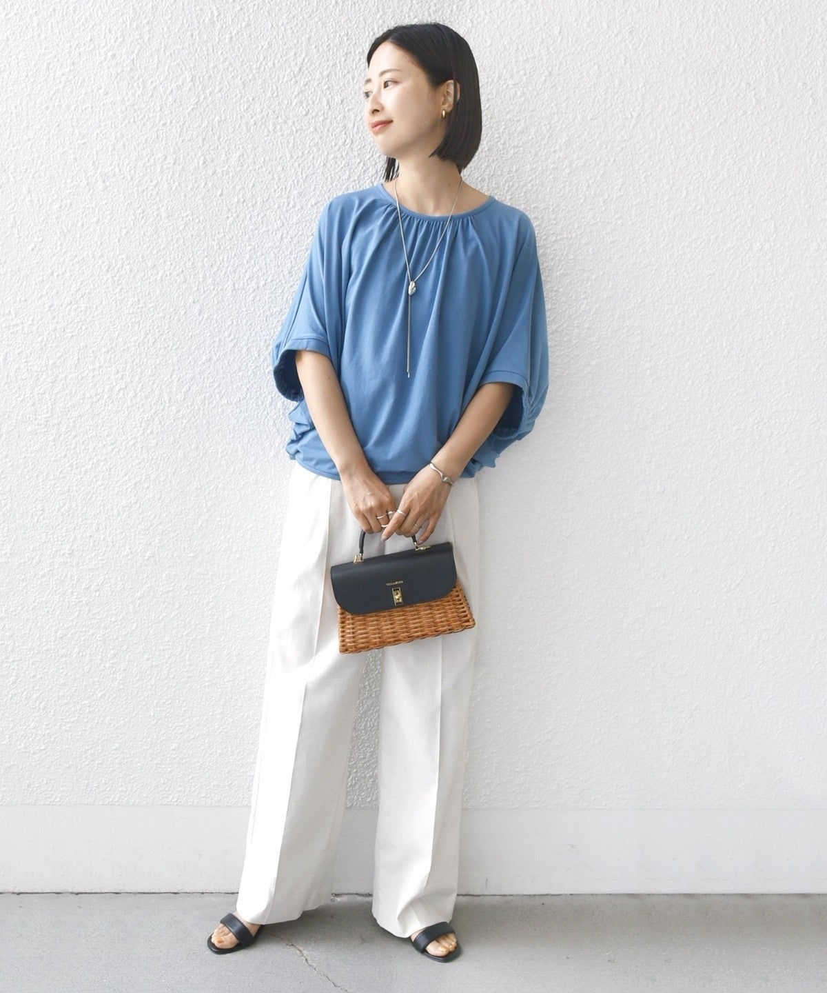 〈洗濯機可能〉ドルマン ギャザー ブラウス TEE