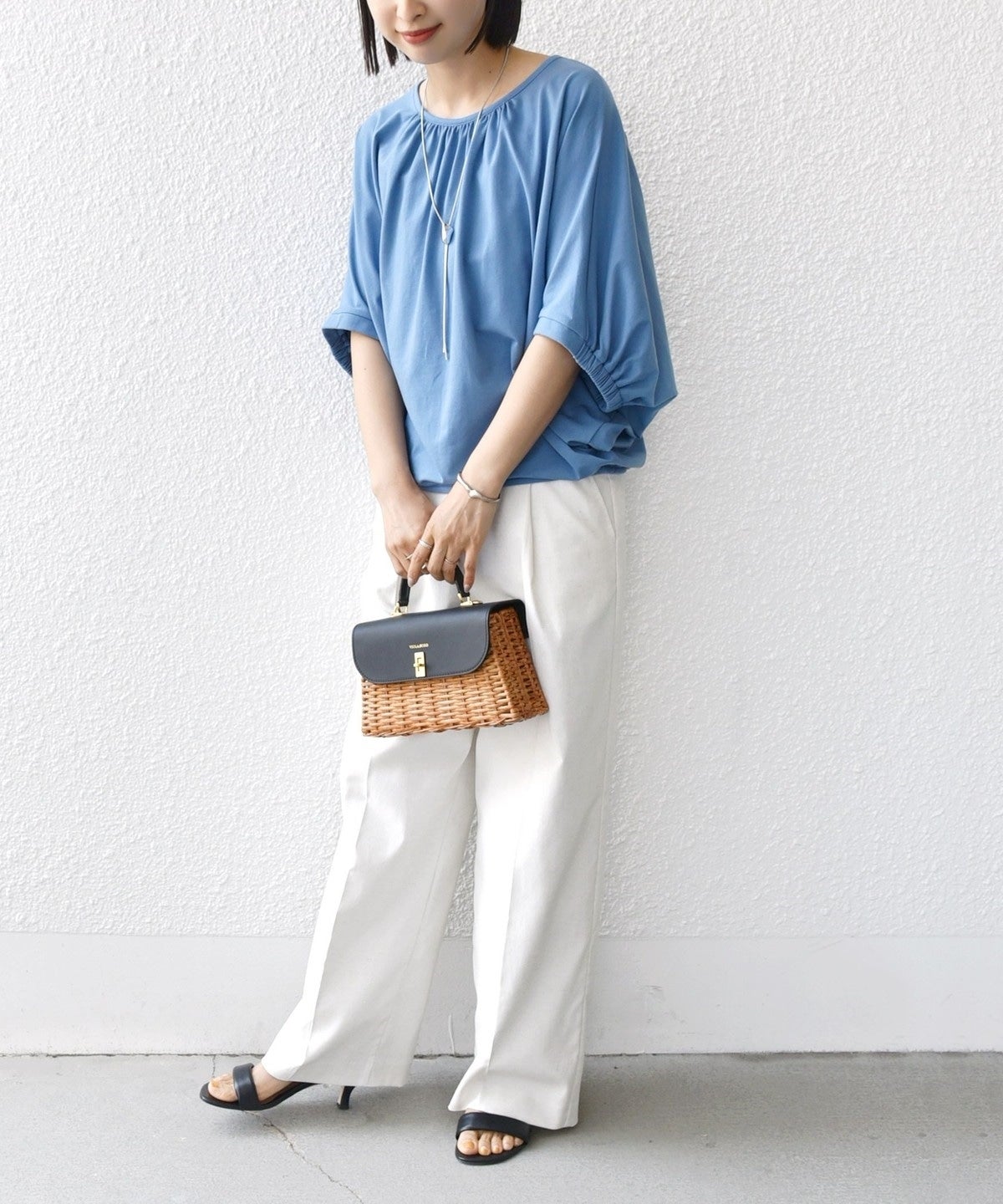 〈洗濯機可能〉ドルマン ギャザー ブラウス TEE