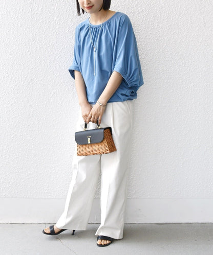 〈洗濯機可能〉ドルマン ギャザー ブラウス TEE