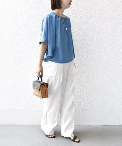 〈洗濯機可能〉ドルマン ギャザー ブラウス TEE