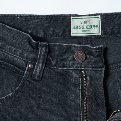 〈手洗い可能〉SHIPS NINE CASE:カットオフ デニム black