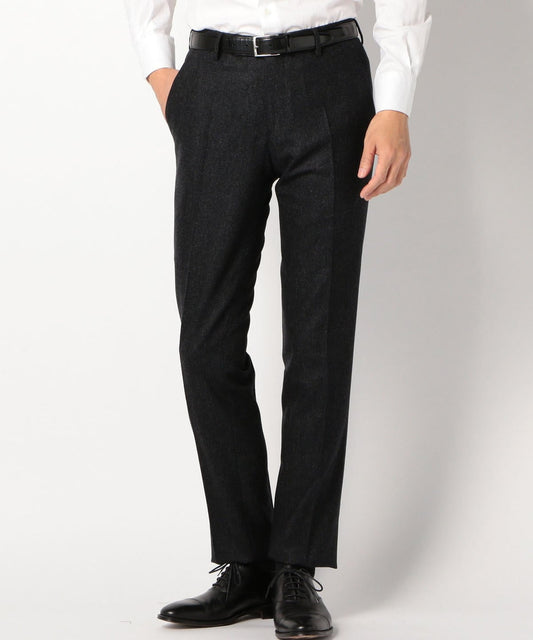 SD: フラノ ノープリーツ メランジ ピンヘッド パンツ(ダークグレー)