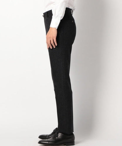 SD: フラノ ノープリーツ メランジ ピンヘッド パンツ(ダークグレー)