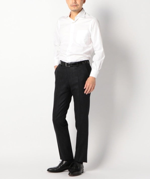 SD: フラノ ノープリーツ メランジ ピンヘッド パンツ(ダークグレー)