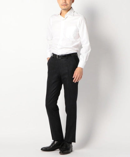 SD: フラノ ノープリーツ メランジ ピンヘッド パンツ(ダークグレー)