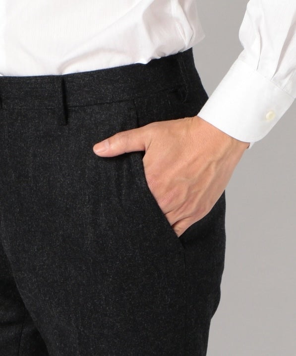 SD: フラノ ノープリーツ メランジ ピンヘッド パンツ(ダークグレー)