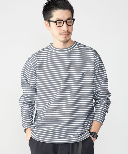 【WEB限定】SHIPS: ワンポイント ロゴ バーズアイ クルーネック ロングスリーブ Tシャツ
