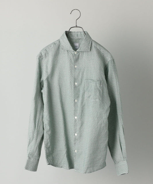 SHIPS: セミワイドカラー モチーフ柄 リネンシャツ