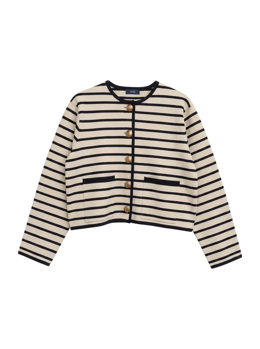〈手洗い可能〉 ミラノリブ ゴールド ボタン ニット ジャケット 24SS