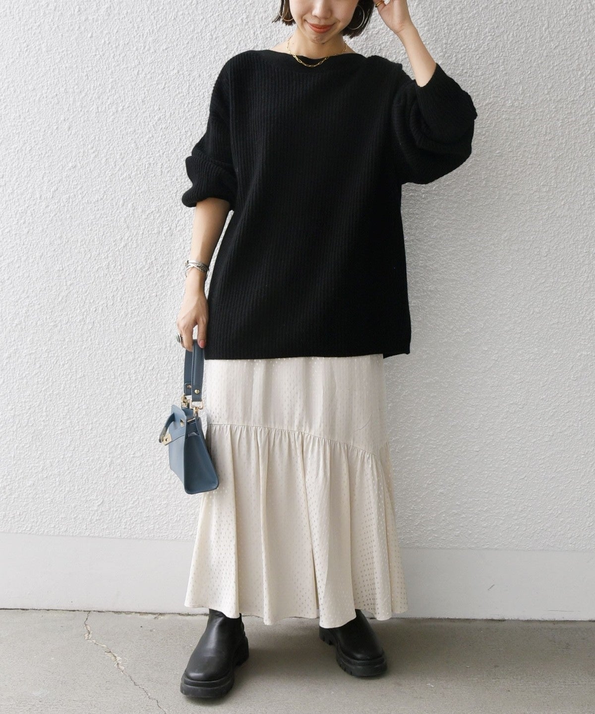 SHIPS any: AQUA カシミヤ ミックス ボートネック ニット プルオーバー