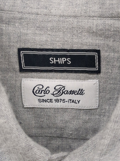 SHIPS: CARLO BASETTI コットンフランネル ワイドカラー シャツ