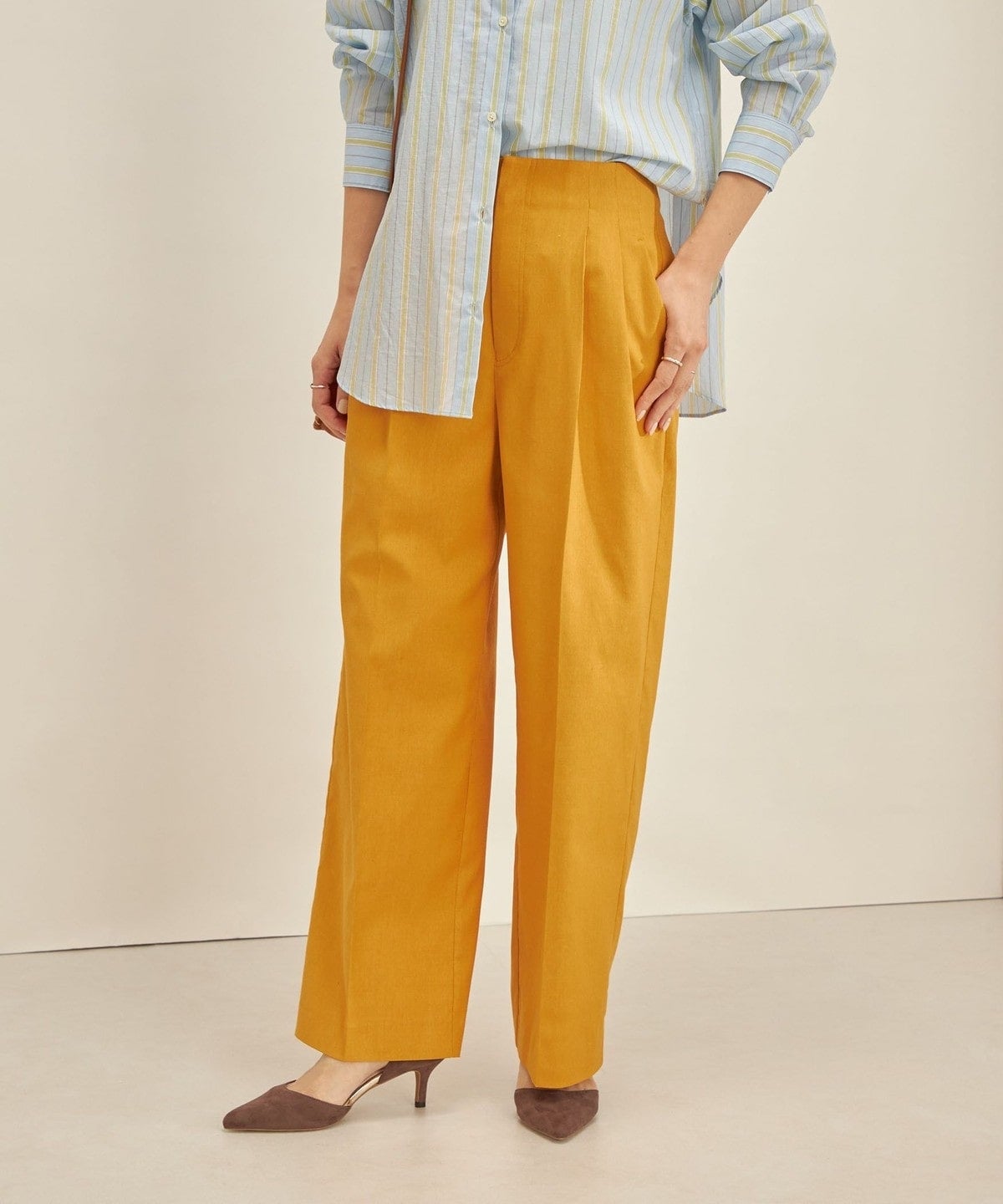 〈手洗い可能〉ドライ オックス ウエスト タック パンツ