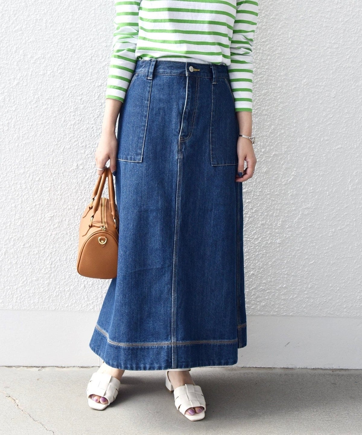 SHIPS any:〈ウォッシャブル〉カーゴ ミディ デニム スカート［SHIPS any DENIM］