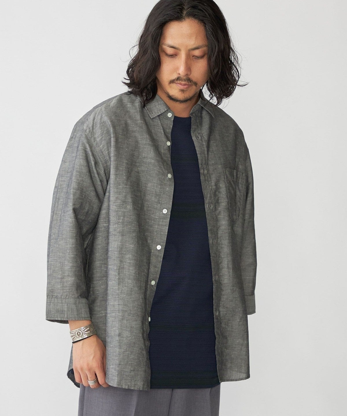 SHIPS: Herdmans コットン/リネン 7スリーブシャツ