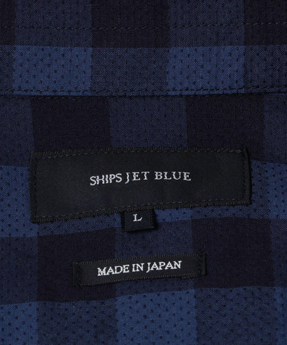 SHIPS JET BLUE: スタンドワイヤードビードット×チェックシャツ