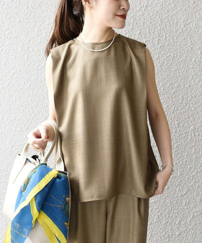 リネンライクスラブノースリーブプルオーバー