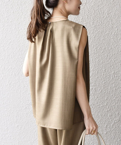 リネンライクスラブノースリーブプルオーバー