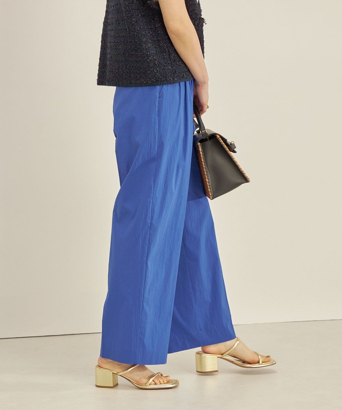 〈手洗い可能〉綿ナイロン タイプライター セミワイド タック パンツ