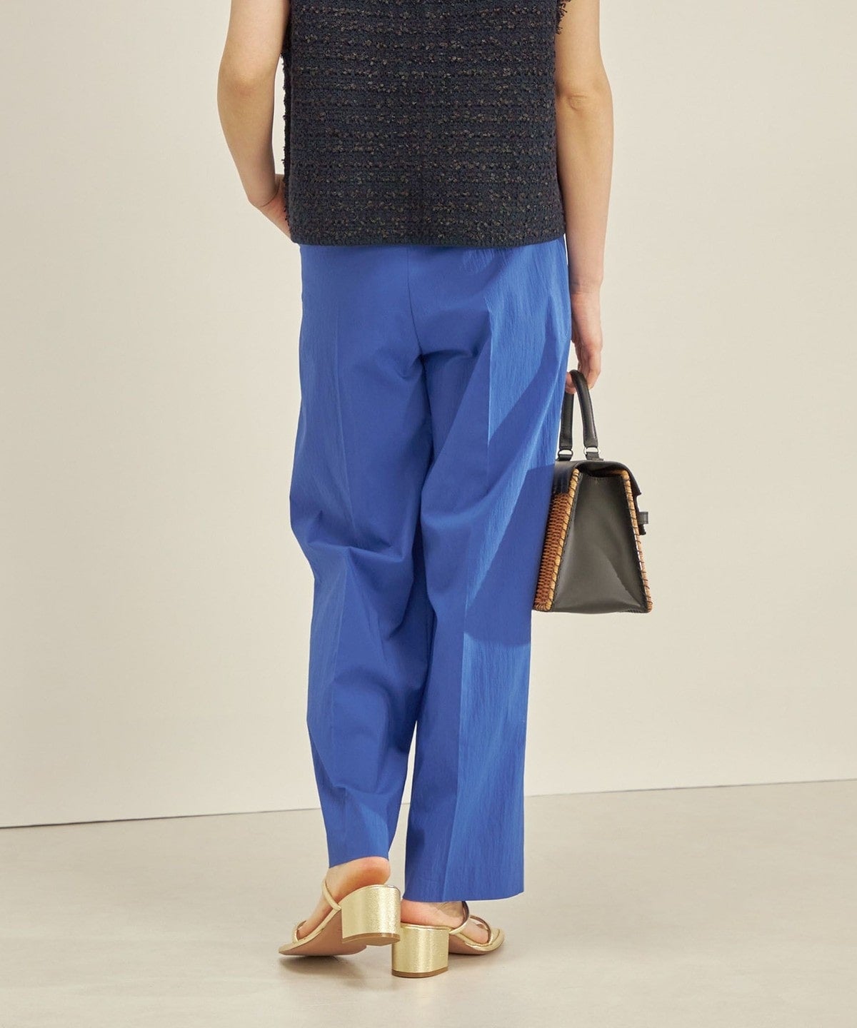 〈手洗い可能〉綿ナイロン タイプライター セミワイド タック パンツ