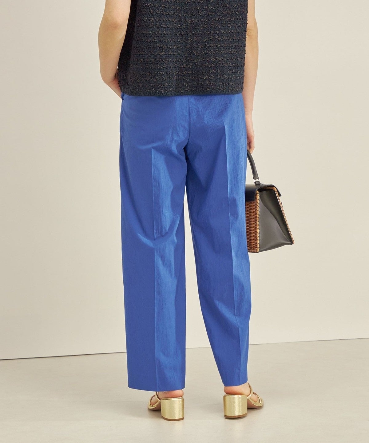 〈手洗い可能〉綿ナイロン タイプライター セミワイド タック パンツ