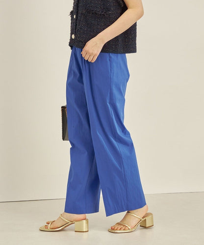 〈手洗い可能〉綿ナイロン タイプライター セミワイド タック パンツ