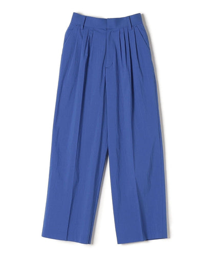 〈手洗い可能〉綿ナイロン タイプライター セミワイド タック パンツ