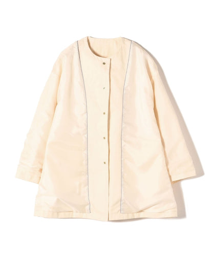 〈撥水加工/手洗い可能〉綿 ナイロン ギャバ ノーカラー ミディ コート 24SS