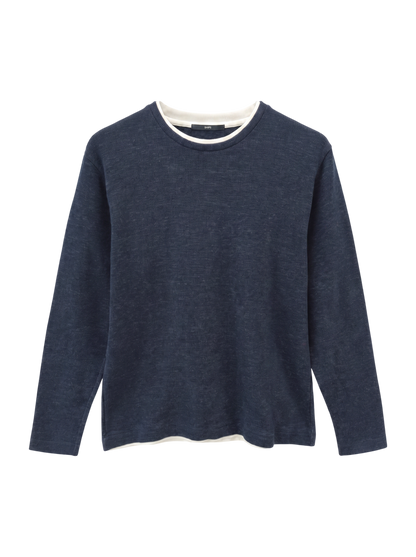 SHIPS: ワッフル フェイクレイヤード クルーネック ロングスリーブ Tシャツ (ロンT)
