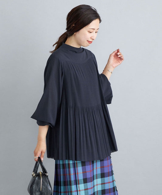 〈手洗い可能〉キュプラポリプリーツブラウス