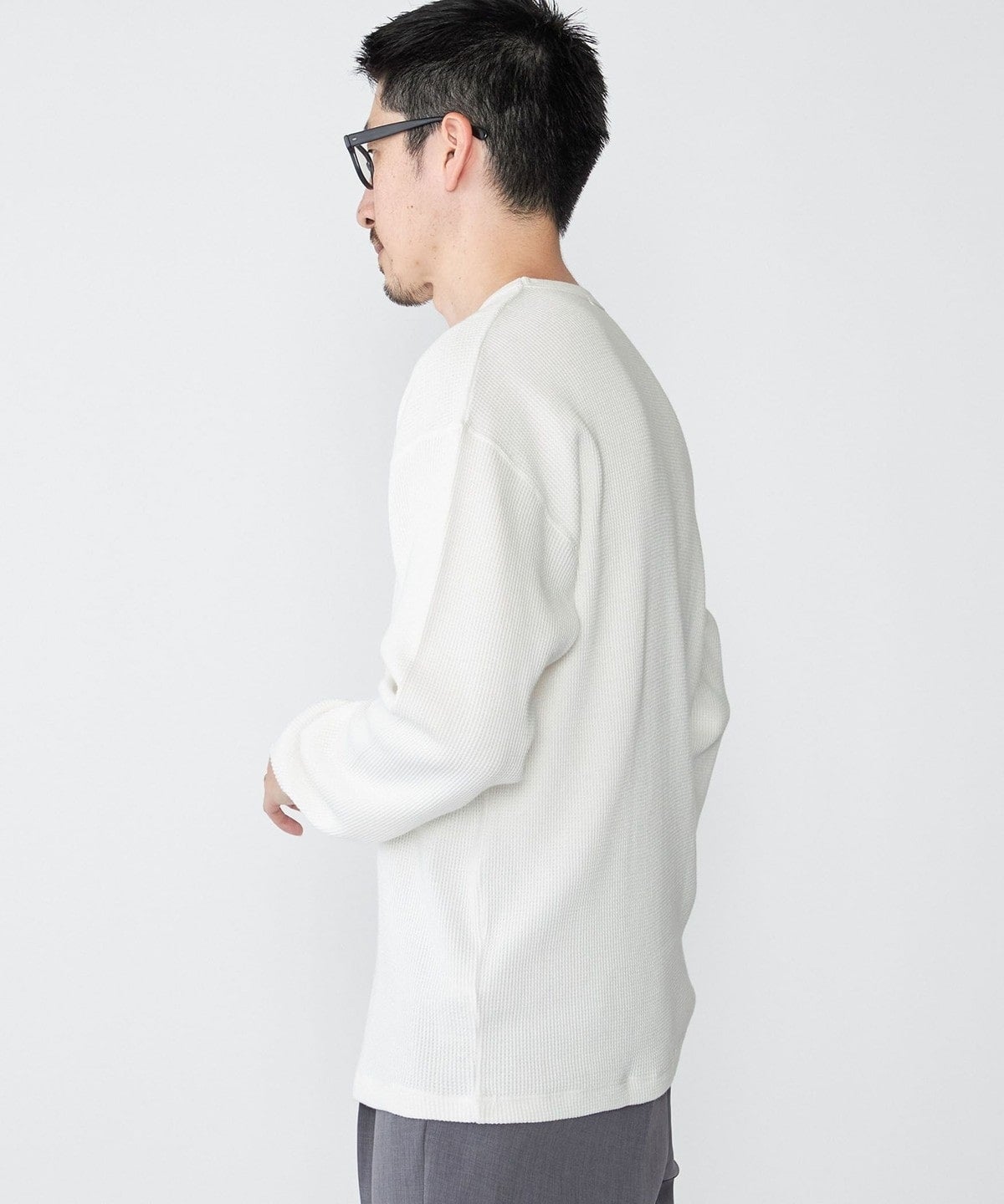 SHIPS: ベーシック ワッフル 長袖 Tシャツ