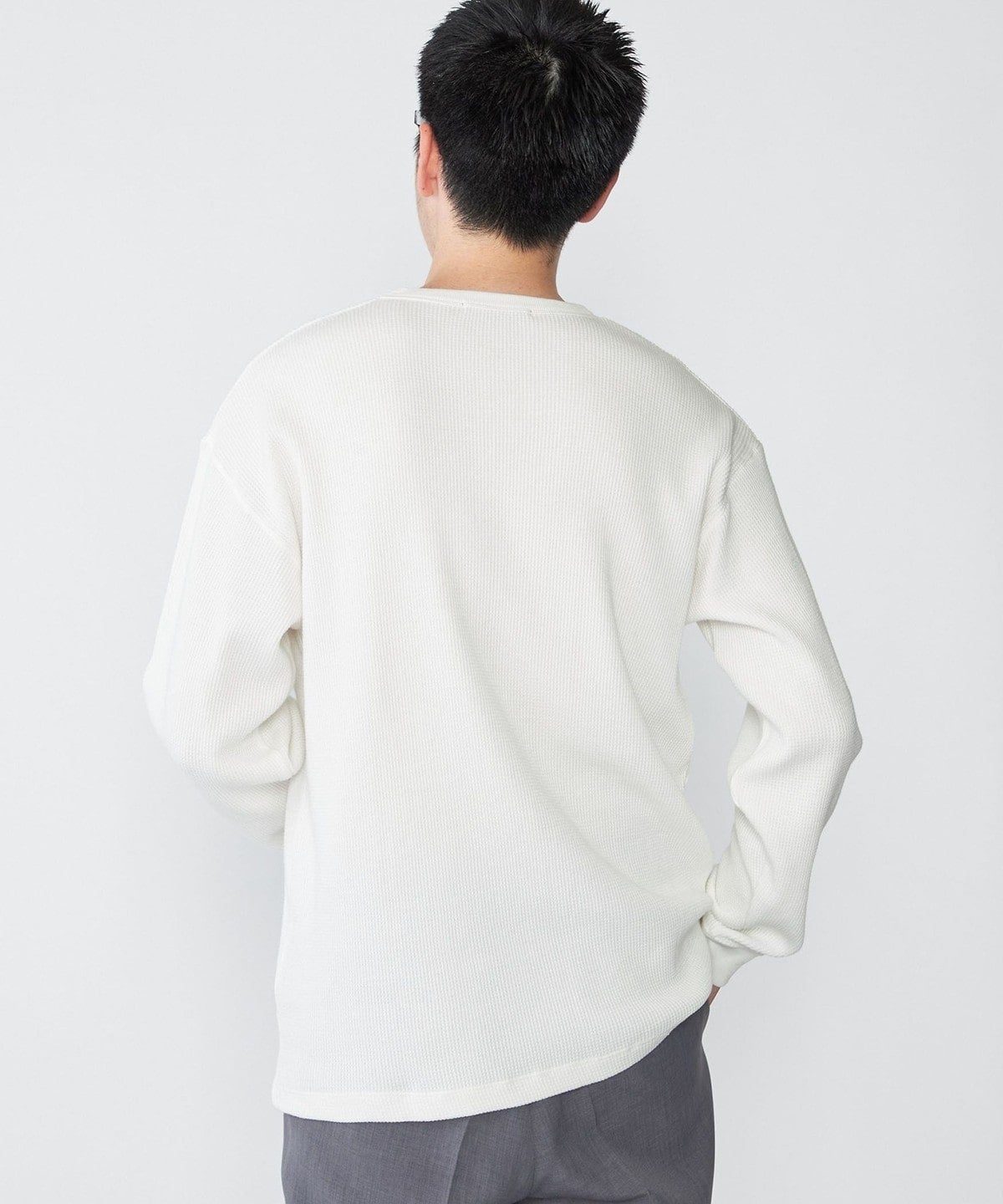 SHIPS: ベーシック ワッフル 長袖 Tシャツ