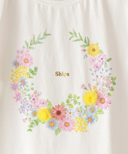 SHIPS KIDS:フラワー フリル 長袖 TEE(100〜130cm)
