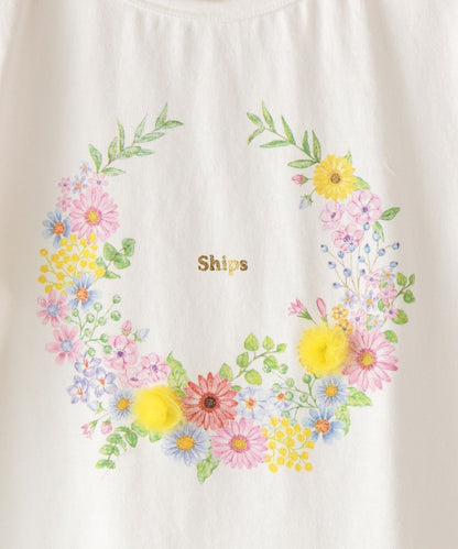 SHIPS KIDS:フラワー フリル 長袖 TEE(100〜130cm)
