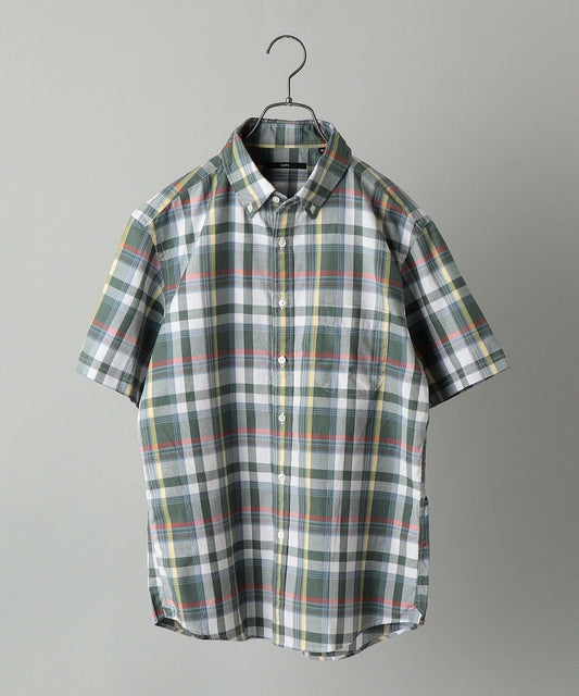 SHIPS: japan quality オーガニックコットン チェック ボタンダウンシャツ S/S