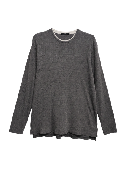 【WEB限定】SHIPS: ワッフル フェイクレイヤード クルーネック ロングスリーブ Tシャツ (ロンT)
