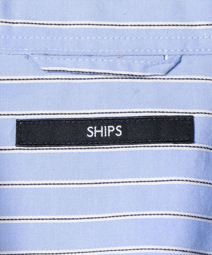 SHIPS: NEW ドビー ストライプ セミワイドカラー シャツ