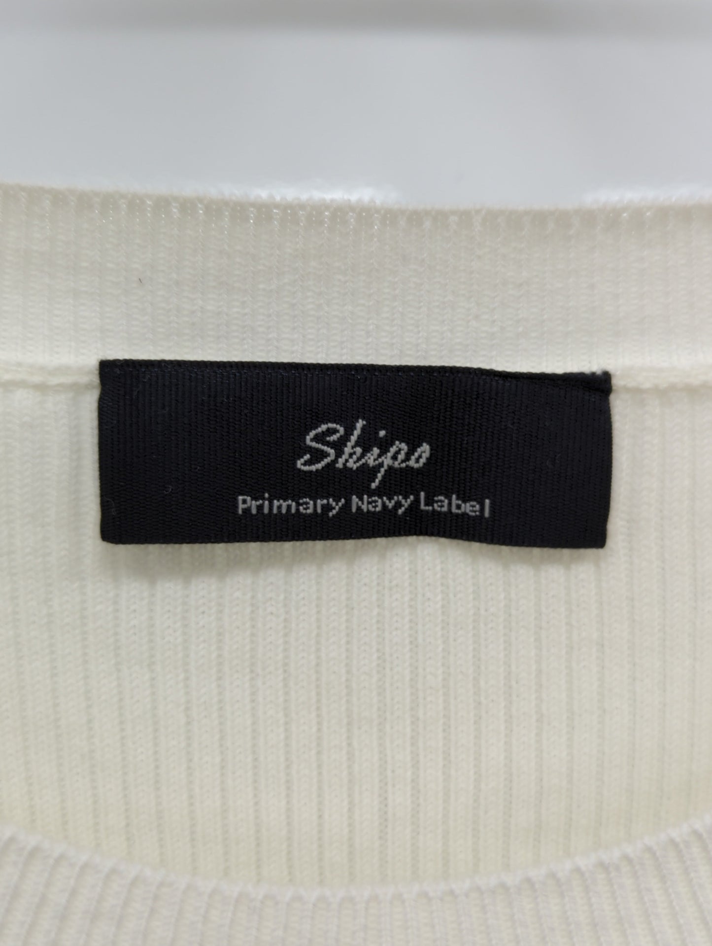 SHIPS Primary Navy Label:〈手洗い可能〉コットン リブ クルーネック プルオーバー