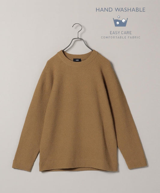 SHIPS: WHOLEGARMENT 球心編み ワッフル クルーネック ニット