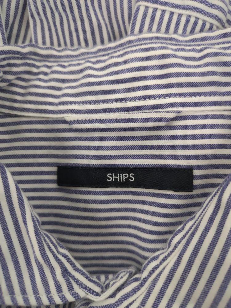 SHIPS:ブラシュド ピンオックス ストライプ セミワイド シャツ