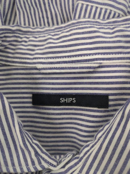SHIPS:ブラシュド ピンオックス ストライプ セミワイド シャツ