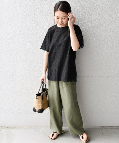 liflattie ships:レースバックスリットブラウス