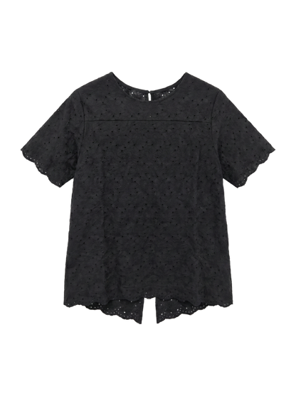 liflattie ships:レースバックスリットブラウス
