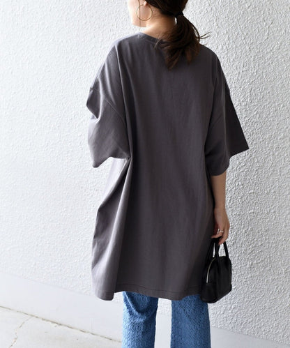 【WEB限定】〈UVカット〉USAコットンサイズチョイススリットTEE