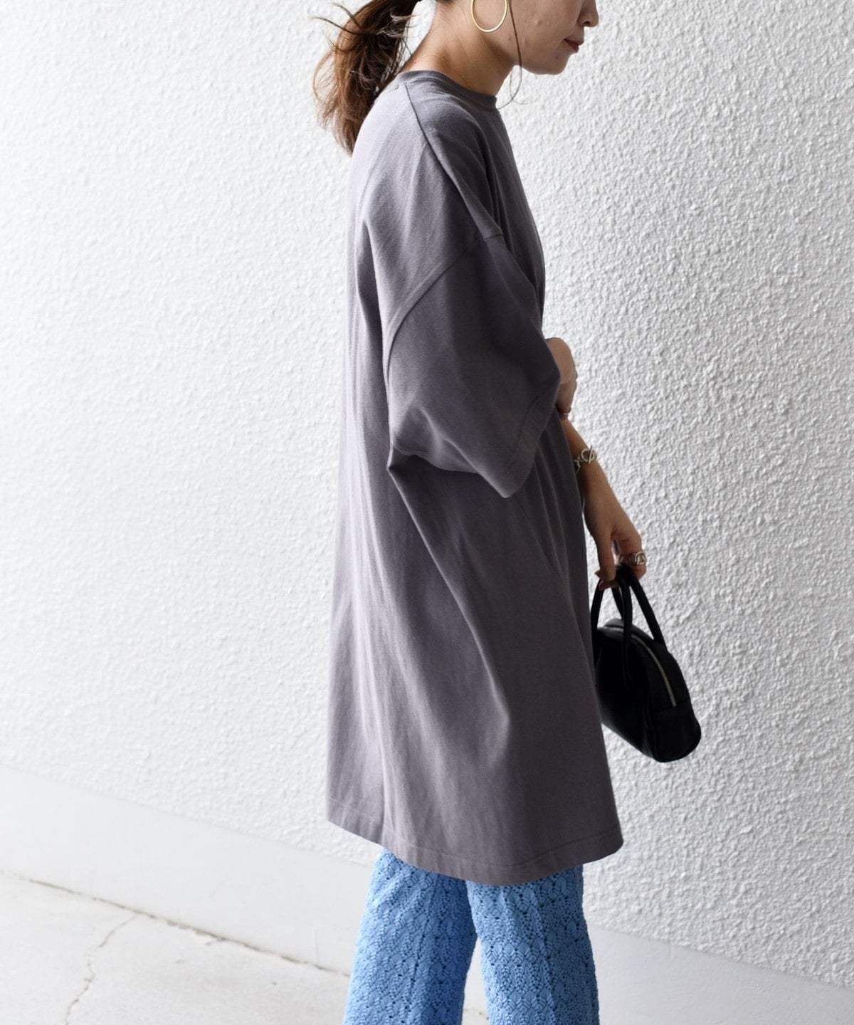 【WEB限定】〈UVカット〉USAコットンサイズチョイススリットTEE