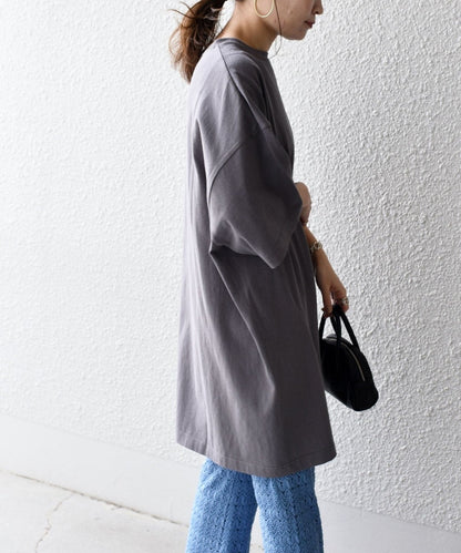 【WEB限定】〈UVカット〉USAコットンサイズチョイススリットTEE