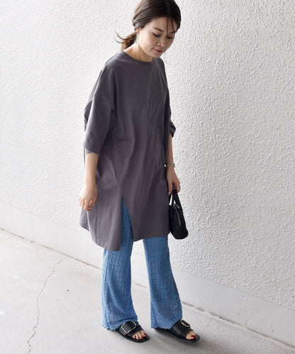 【WEB限定】〈UVカット〉USAコットンサイズチョイススリットTEE